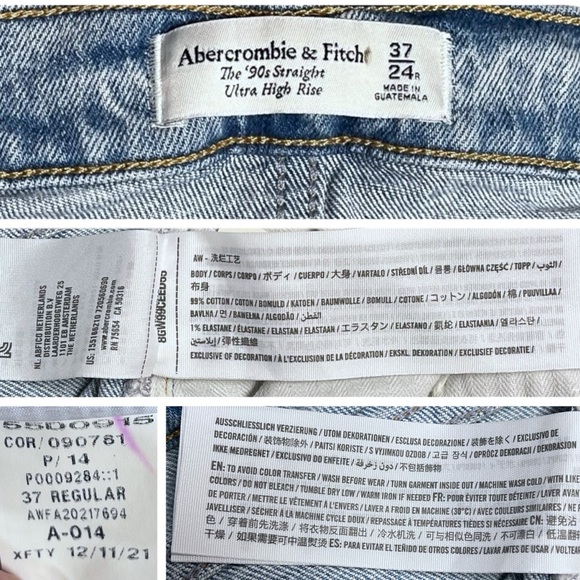 Abercrombie & Fitch Ultra High Rise 90s Straight Jean Size 37 Regular - Picture 6 of 8